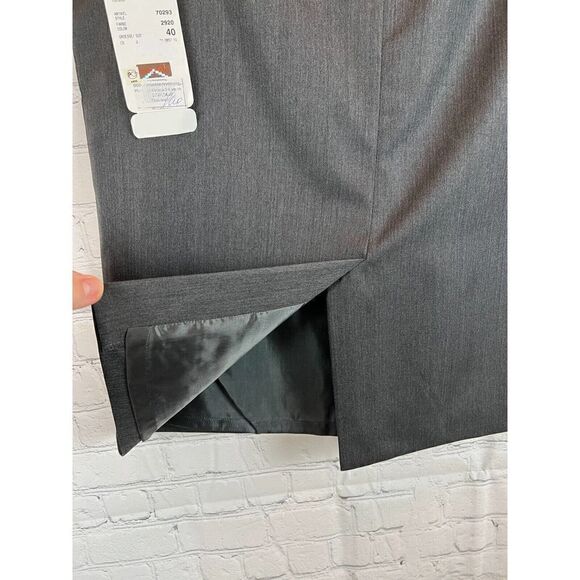 ESCADA gray herringbone wool silk pencil straight classic skirt size 40 (10) NWT - Picture 5 of 9